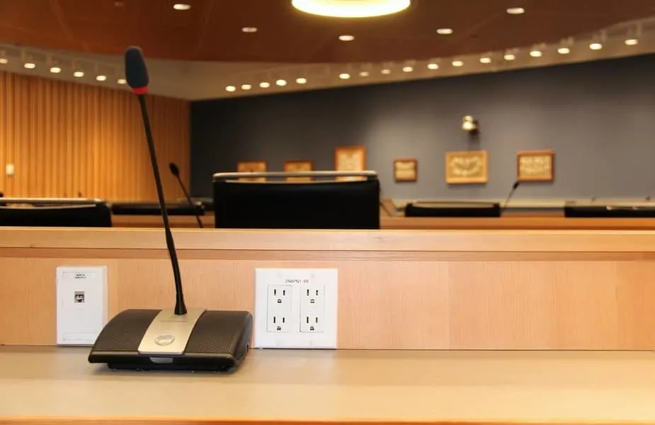 Public Desk with Electrical Outlets