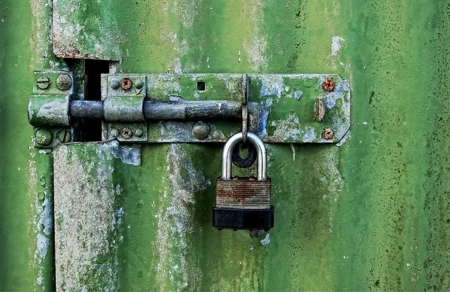 Padlock on Green Container