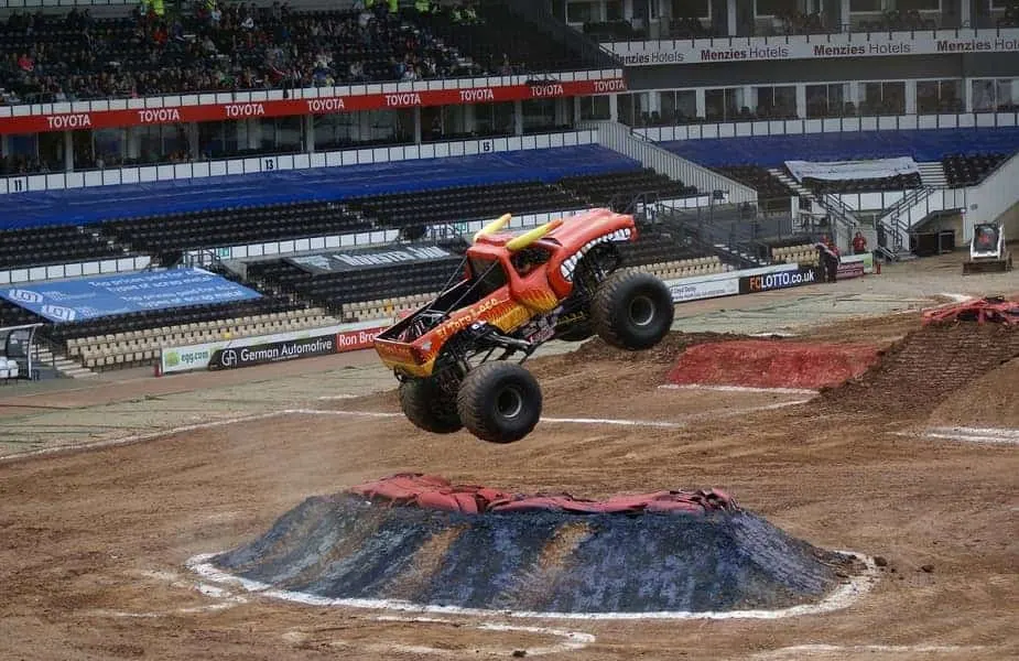 Monster Truck Jumping in a Stadium