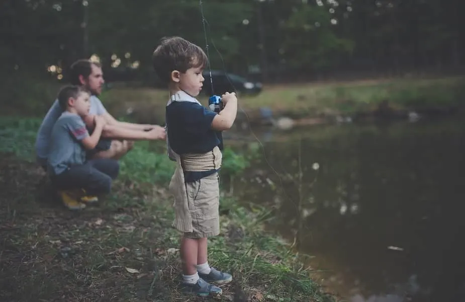 A Father and His Two Sons Fishing