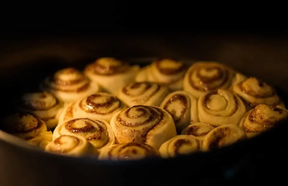 Cinnamon Rolls Cooking in the Oven