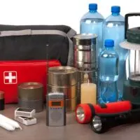 Survival kit on a wooden table