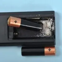 Alkaline acid leak from remote control battery