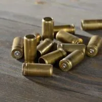 Spent brass on a wooden table