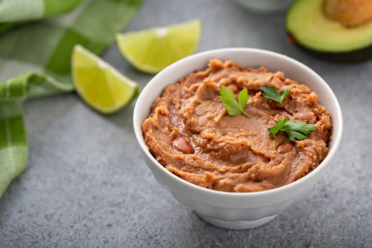 bowl of refried beans