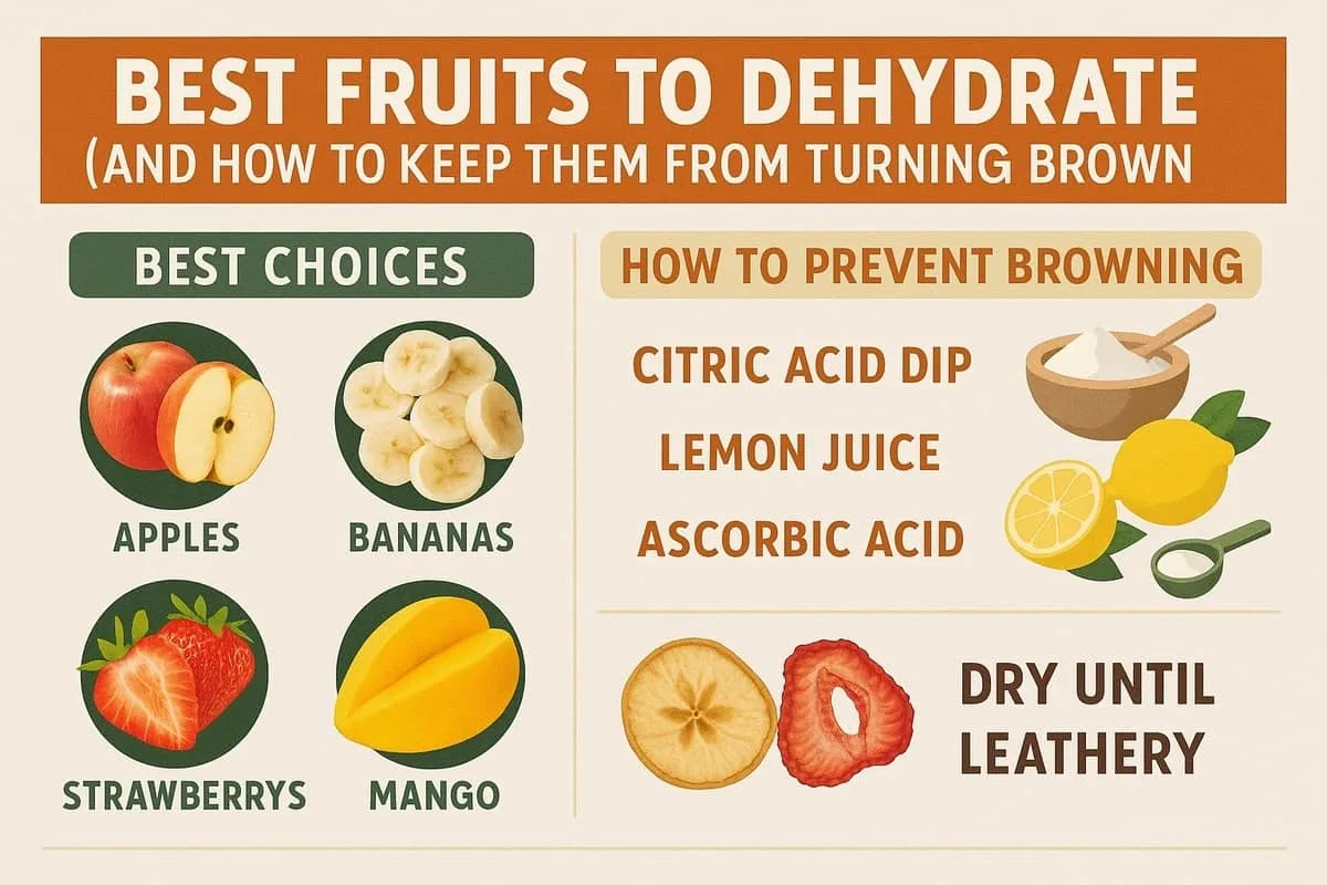 Best Fruits to Dehydrate and How to Keep Them From Turning Brown Infographic