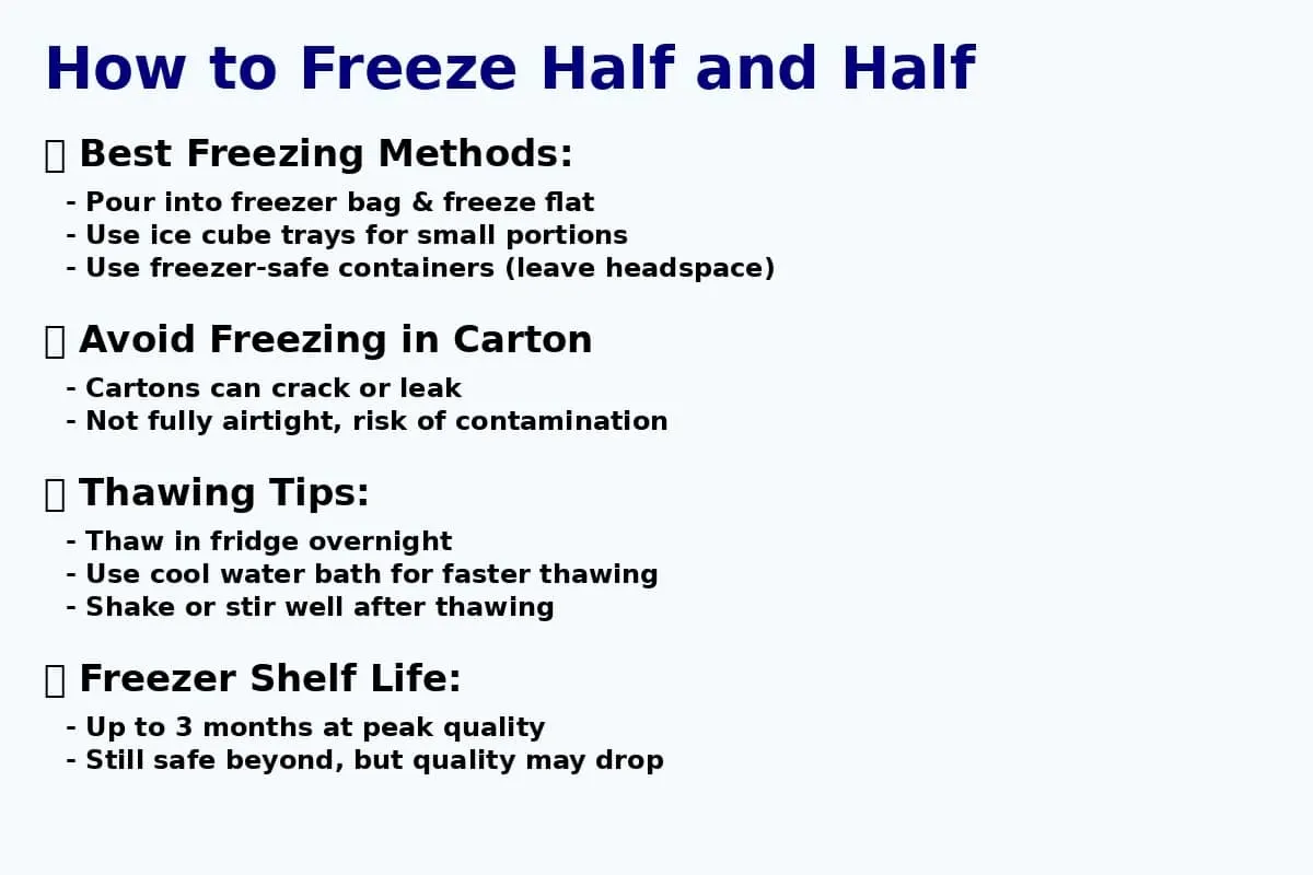 How to freeze half and half infographic