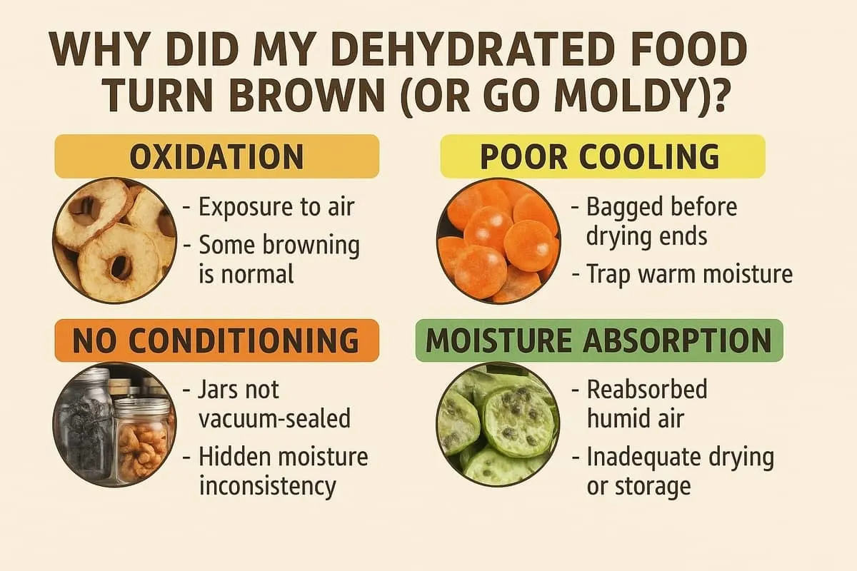 Why dehydrated food turns brown or gets moldy infographic